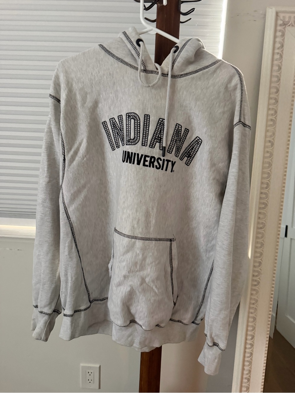 MV Sport Indiana University Hooded Sweatshirt in Light Gray